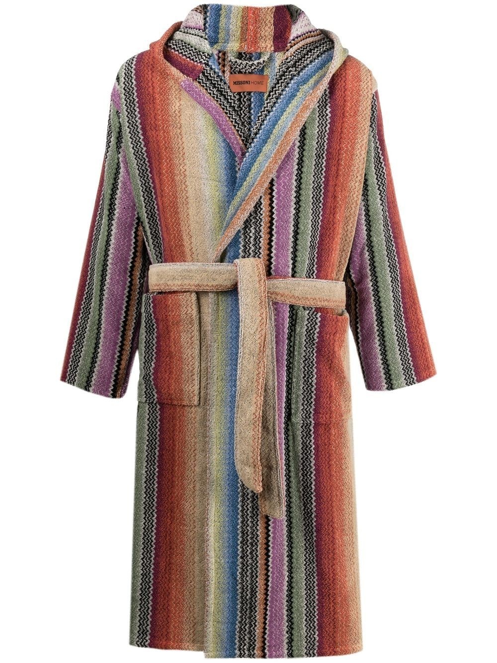 Archie zigzag pattern hooded robe - 1