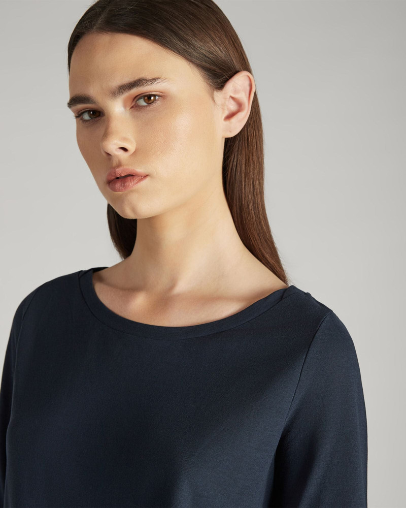Regular fit jumper with boat neckline in organic IceCotton 4