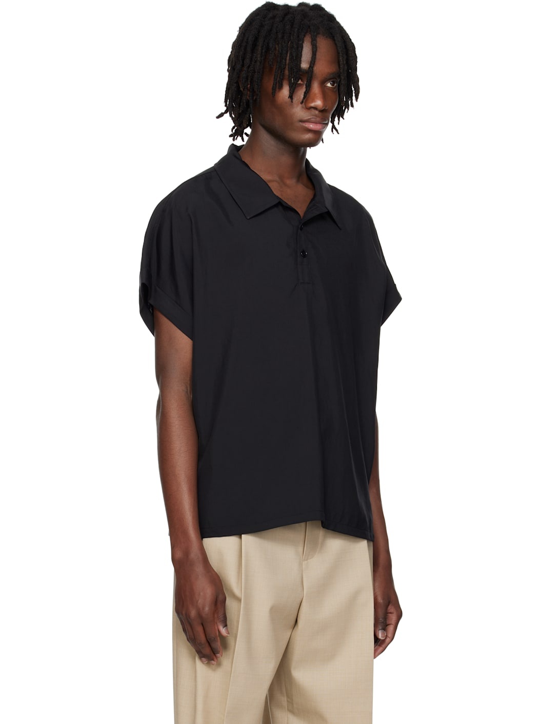 Black Dolman Sleeve Polo - 2