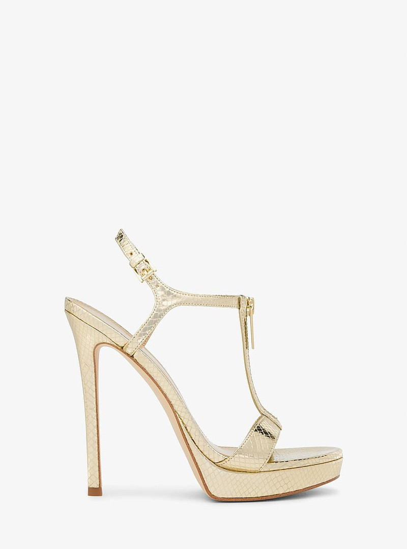 Berkley Metallic Snake Embossed Leather Stiletto Sandal 1