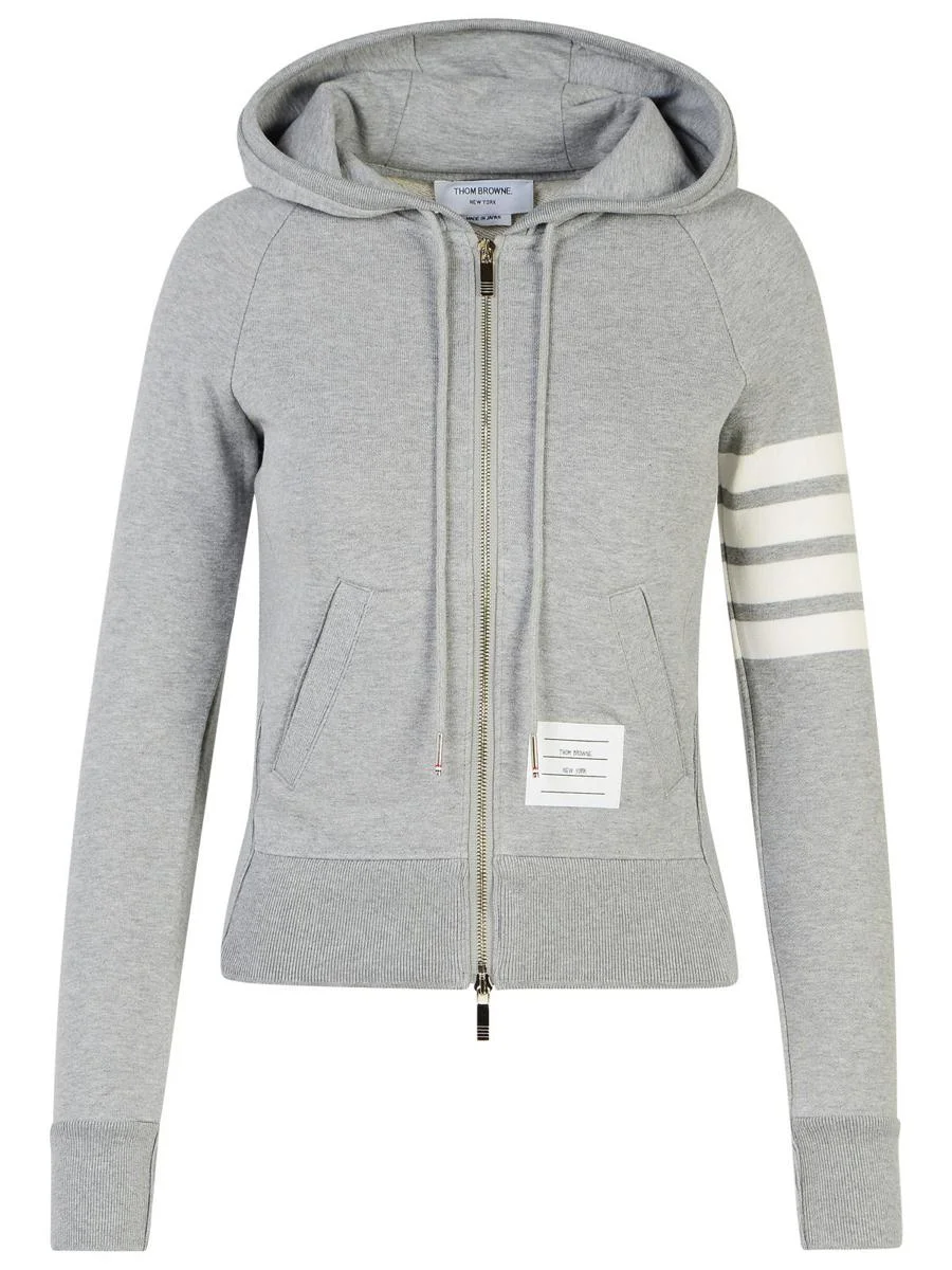 Thom Browne THOM BROWNE '4-BAR' GREY COTTON SWEATER - 1