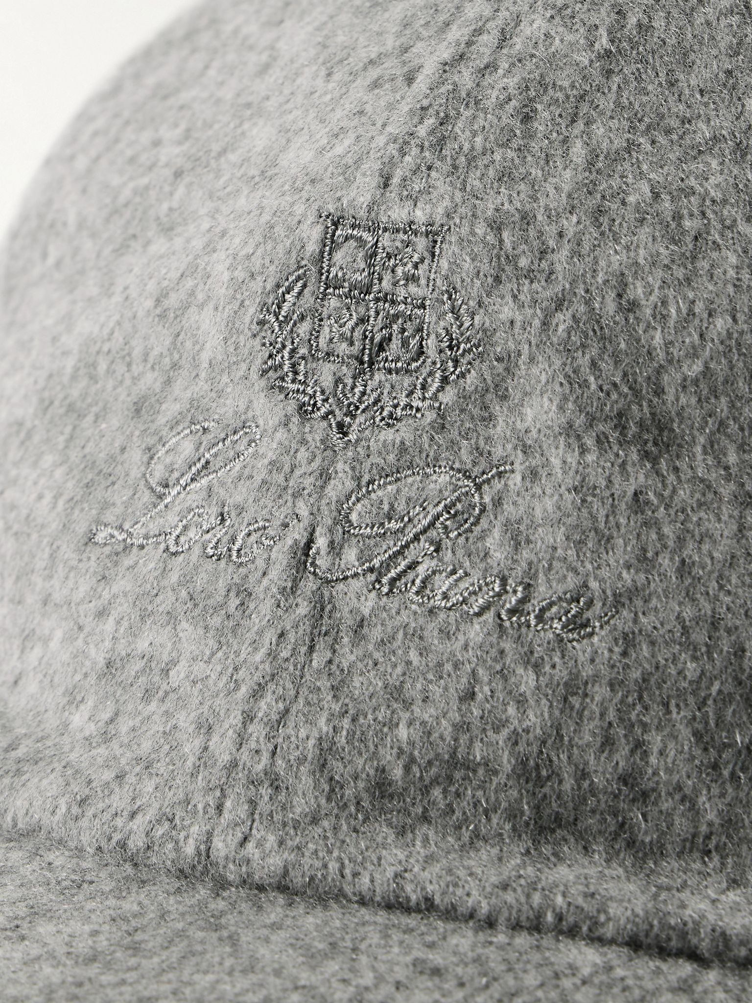 Logo-Embroidered Storm System Baby Cashmere Baseball Cap Gray - 4