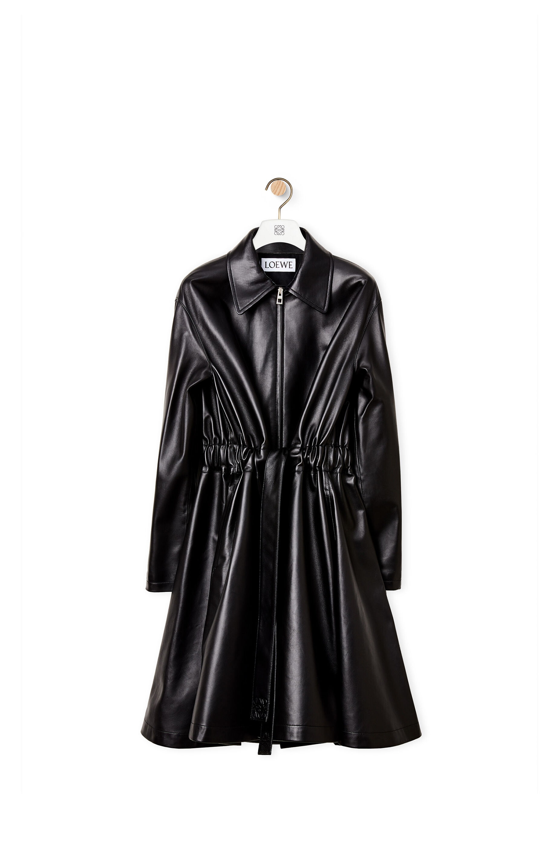 Elasticated belt coat in nappa - 1