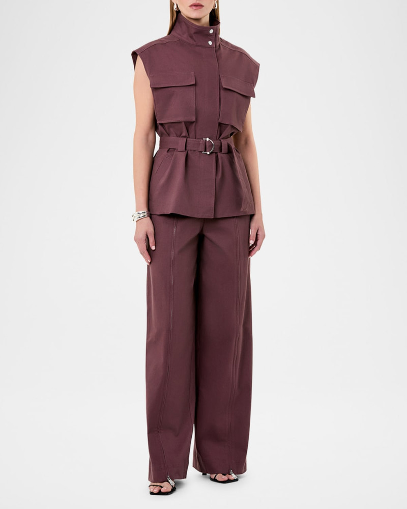 NICHOLAS Amalia Wide-Leg Zipper Pants outlook