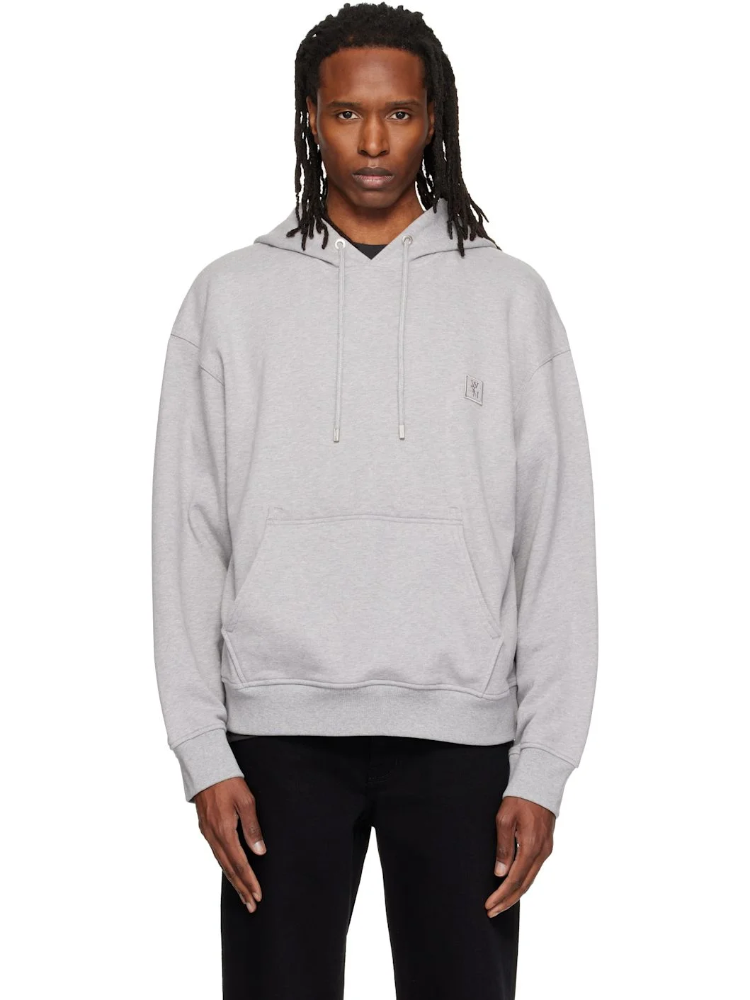 Gray Flower Back Logo Hoodie - 1