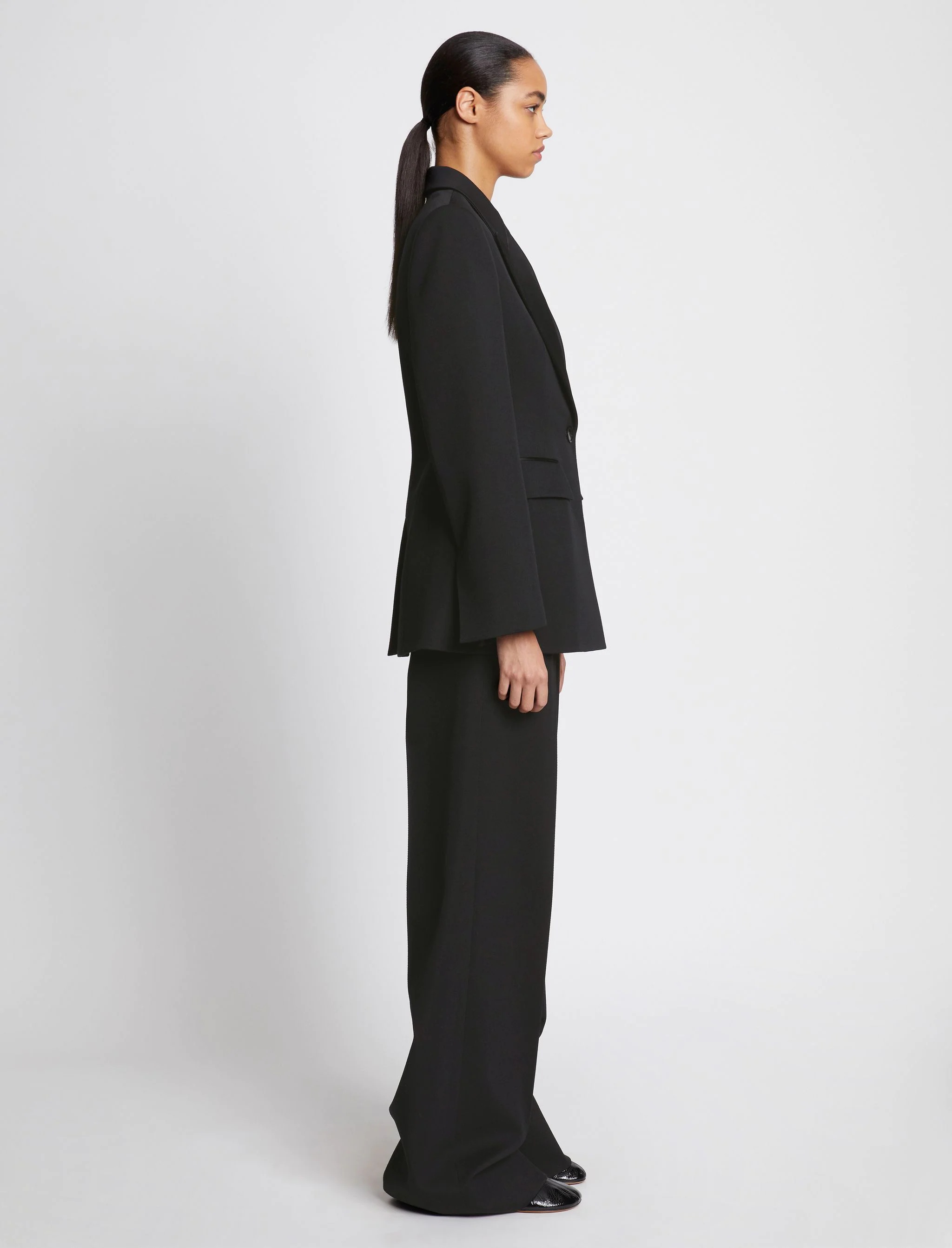 Wool Twill Satin Trim Blazer - 4