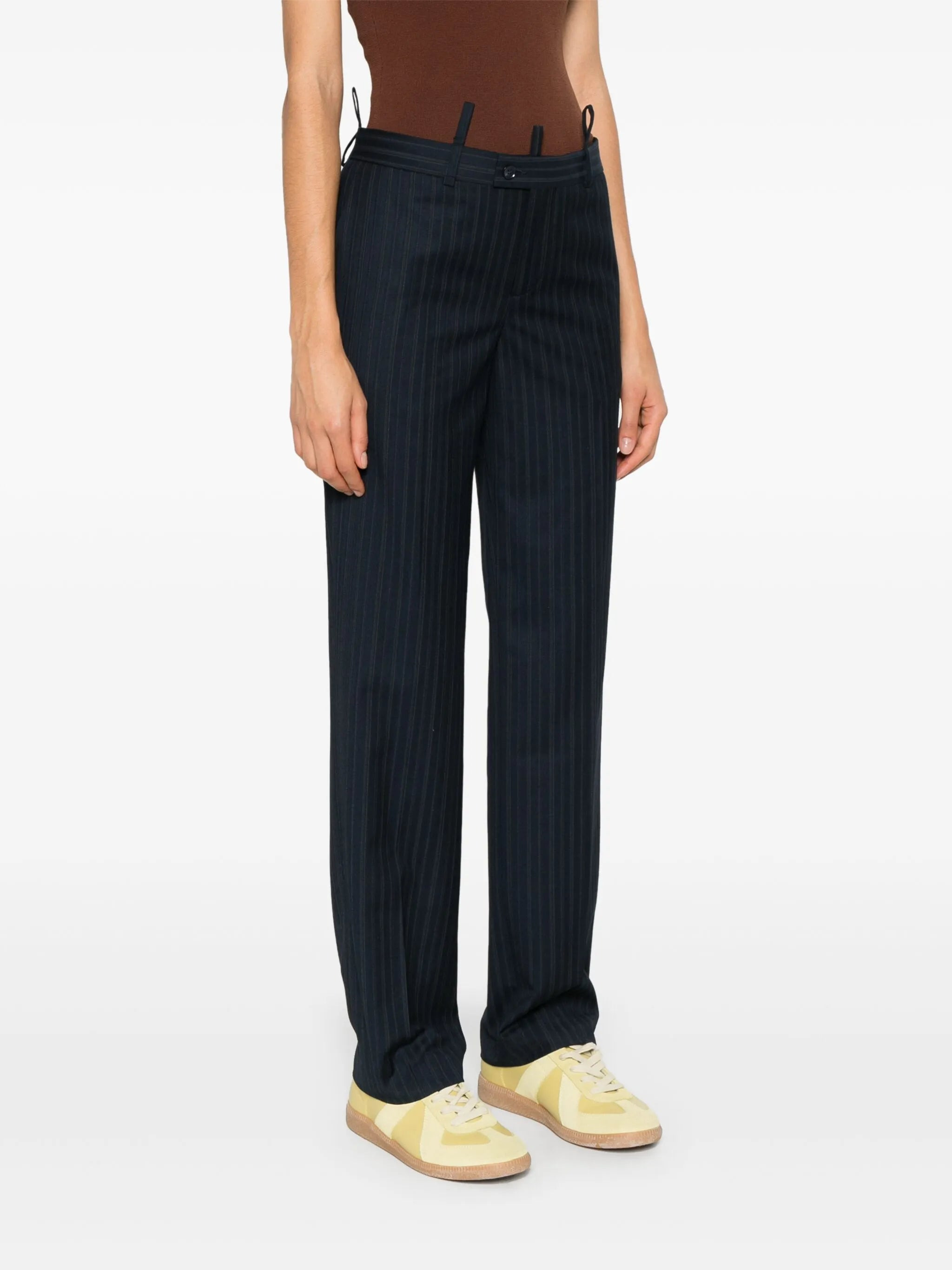 pinstriped tailored straight trousers - 3