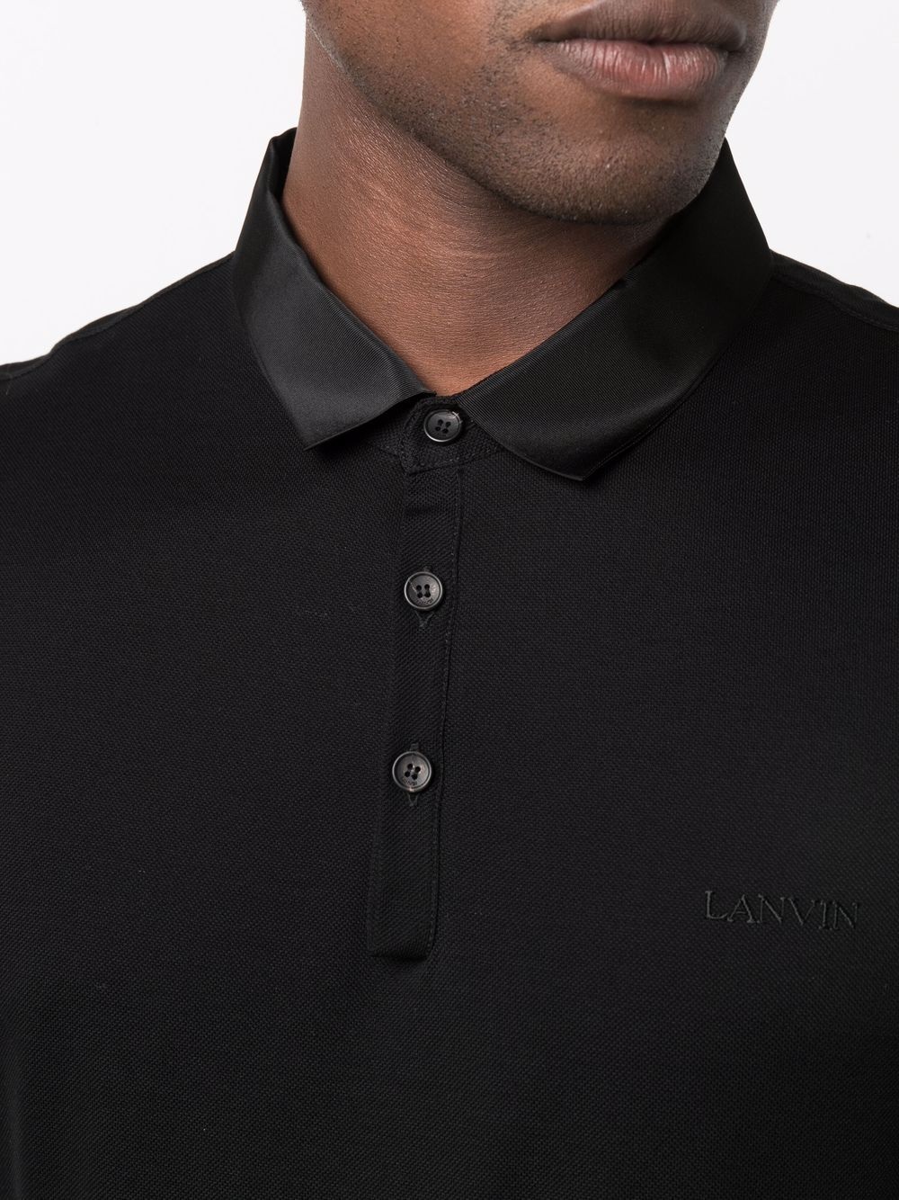 satin-collar polo shirt - 5