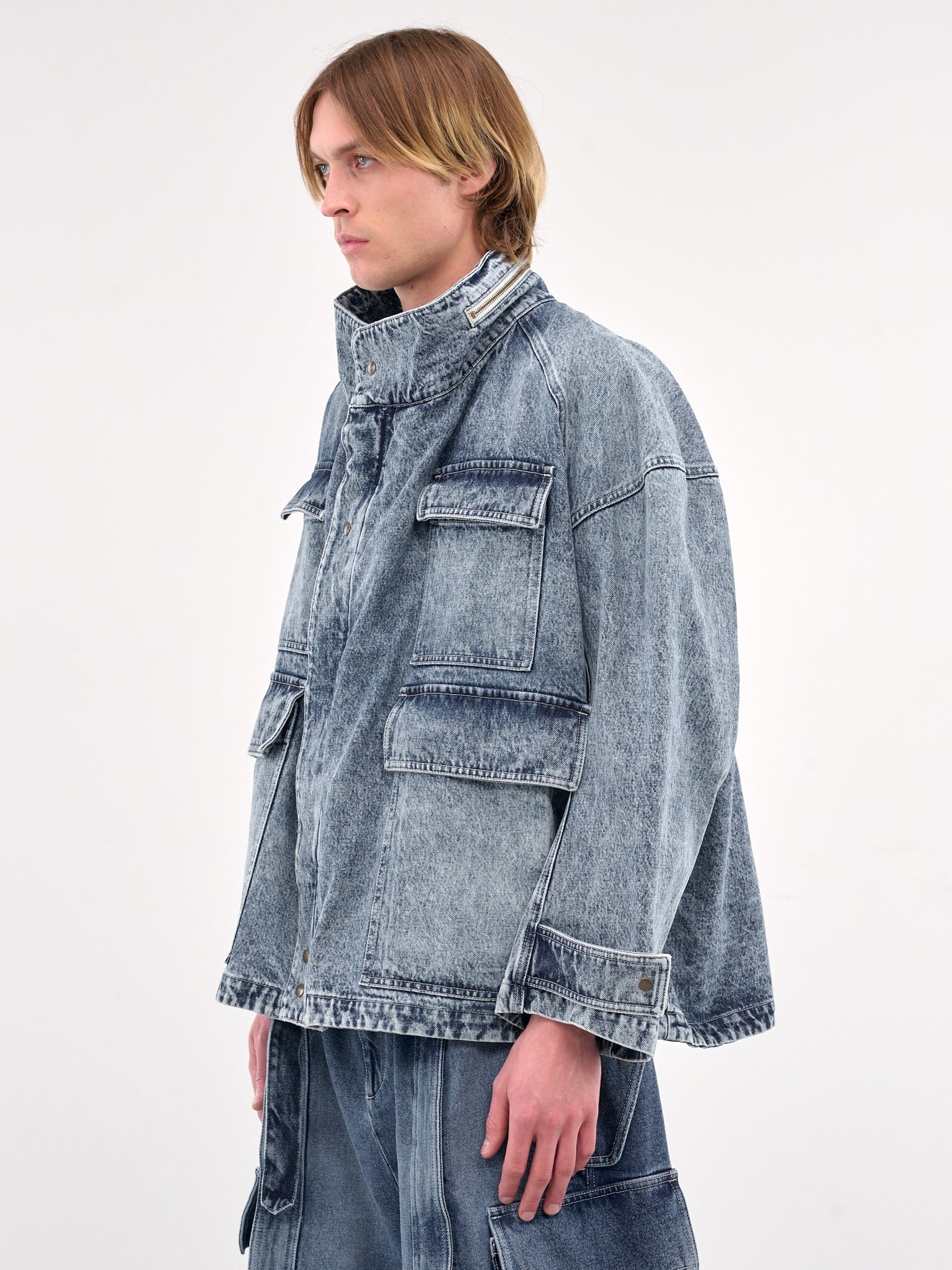 Denim Utility Cargo Jacket - 2