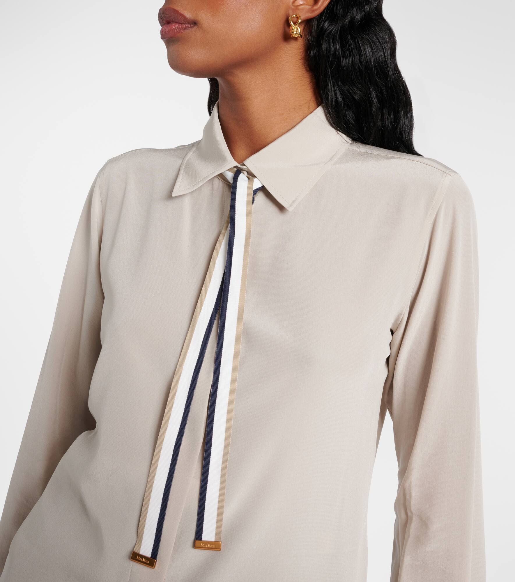 Apollo bow-detail silk crêpe blouse - 4