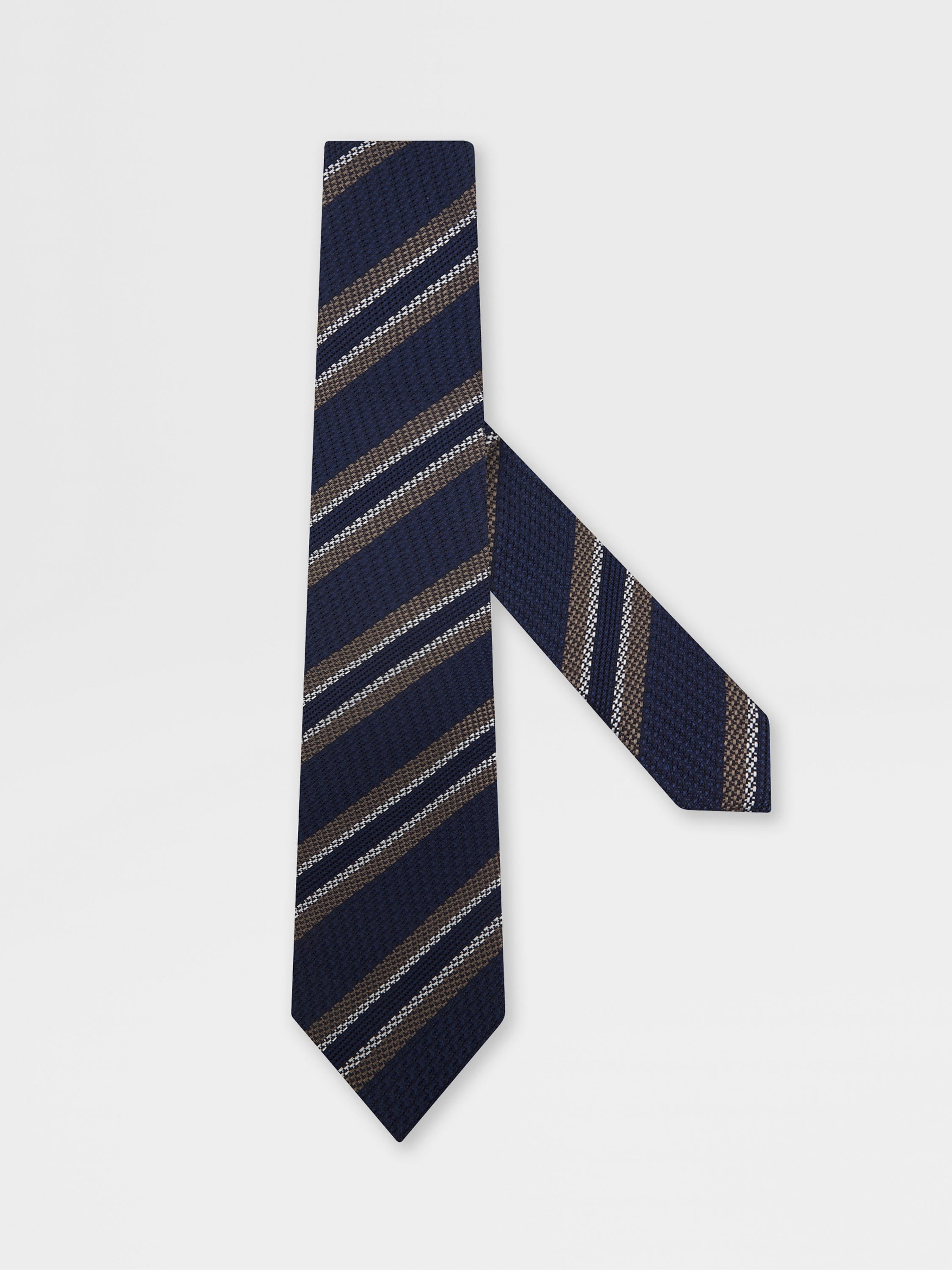 DARK BLUE PRINTED SILK GRENADINE TIE - 1
