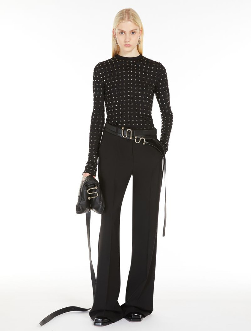 Sportmax Scuba jersey T-shirt with rhinestones outlook