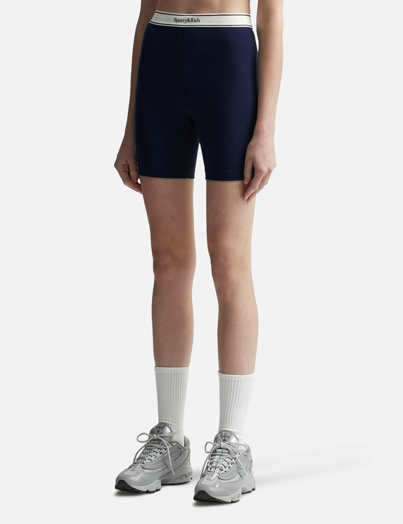 Sporty & Rich SERIF LOGO BIKER SHORTS outlook