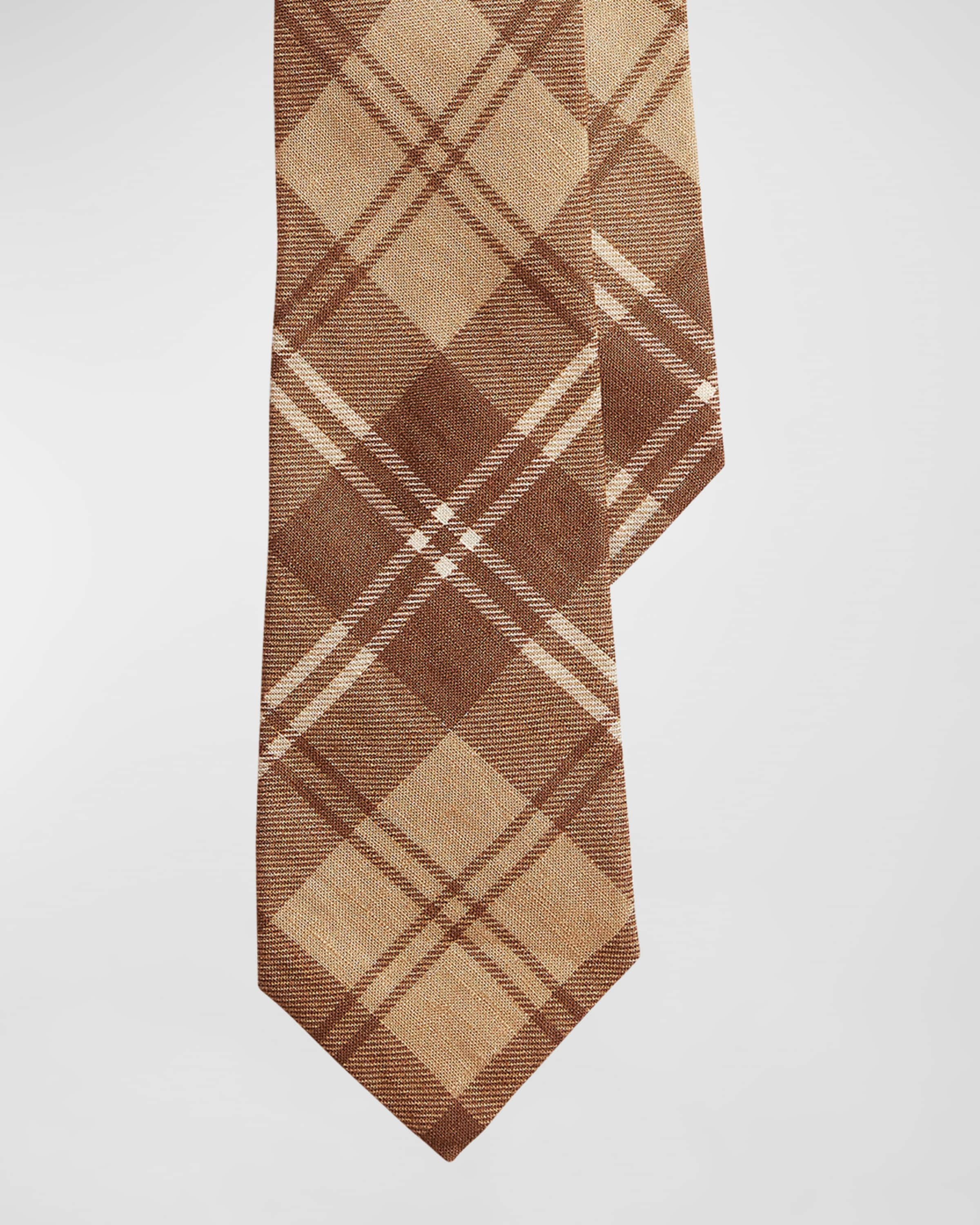 Men's Plaid-Print Linen Tie - 1