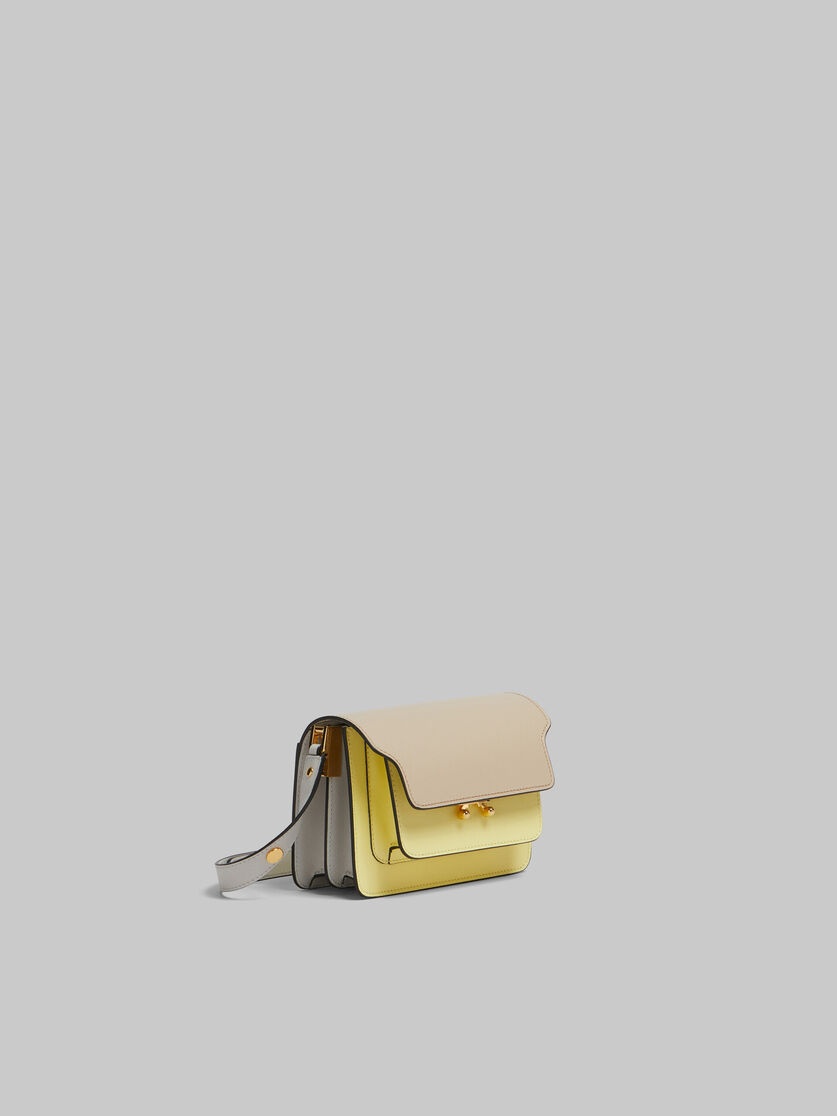 TAN YELLOW AND GREY SAFFIANO LEATHER MINI TRUNK BAG - 5