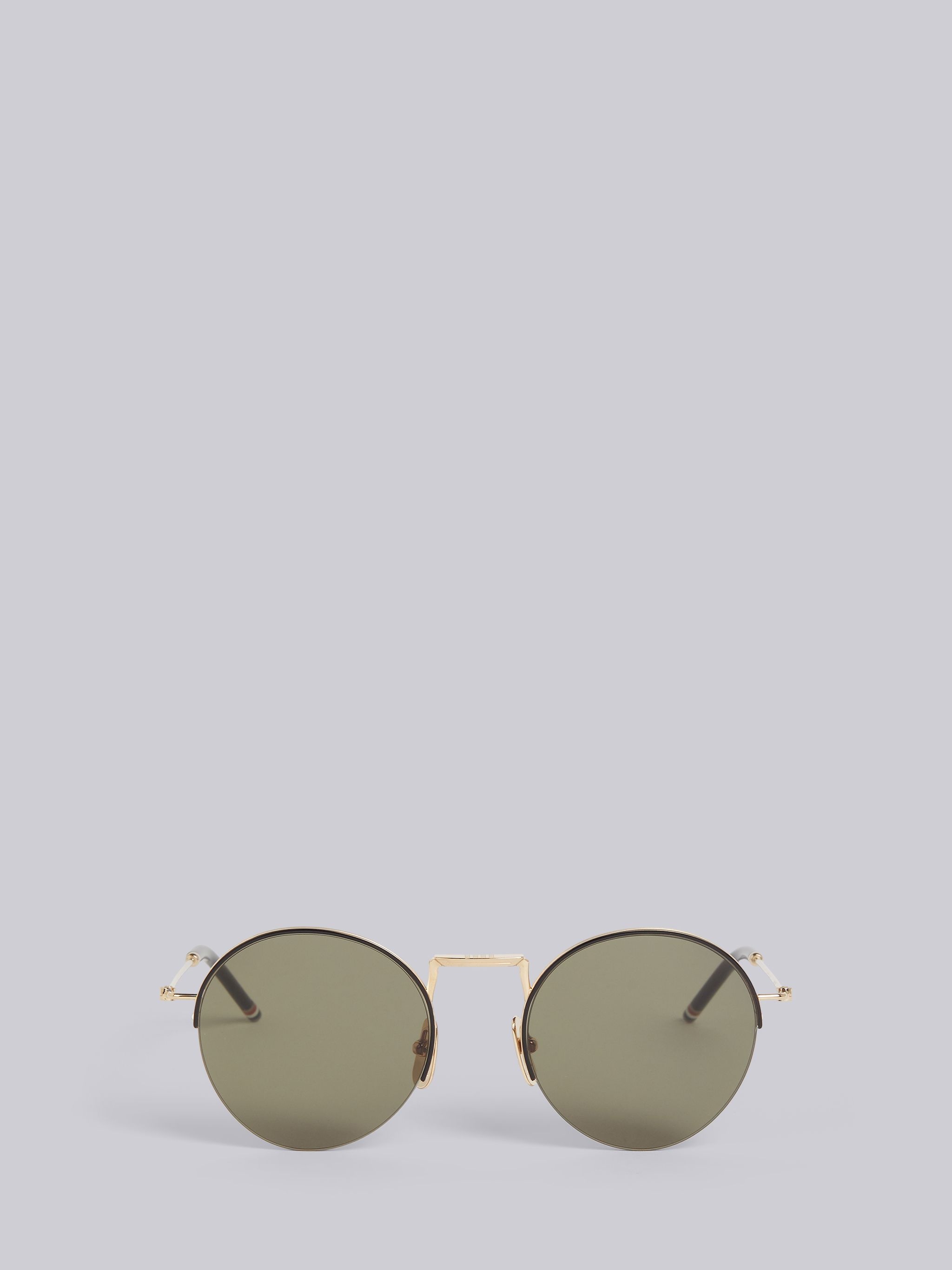 TB118 - White Gold Hingeless Round Sunglasses - 1