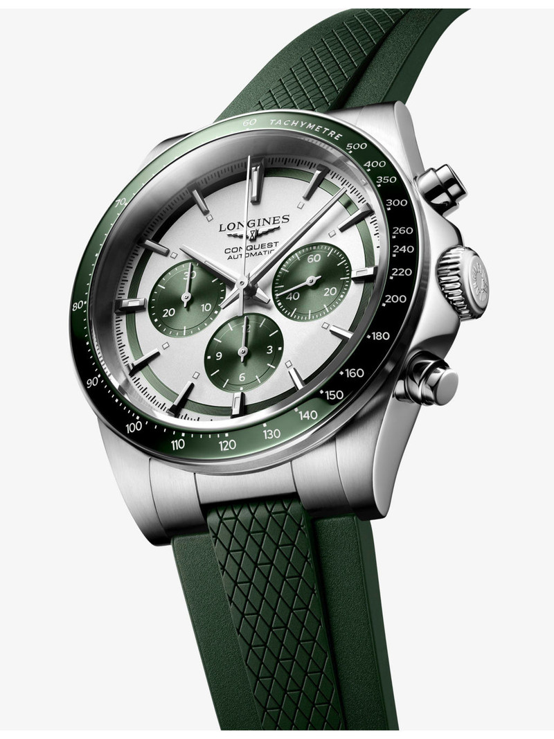 Longines L3.835.4.02.9 Conquest Chronograph Stainless-Steel and Rubber Automatic Watch outlook