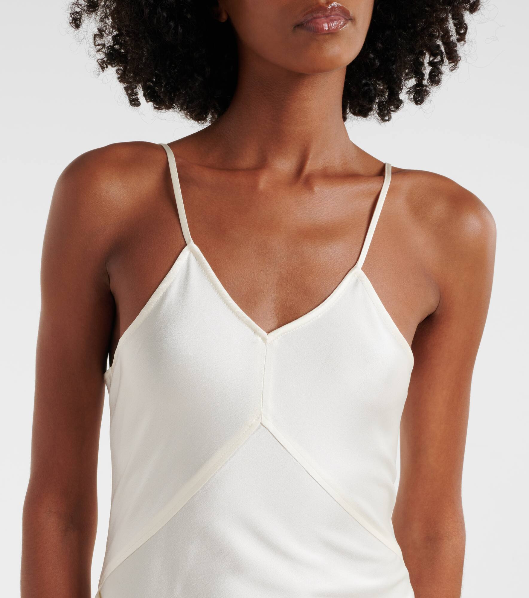 Draped crêpe satin slip dress - 4