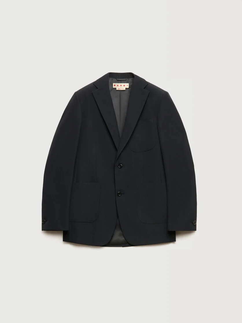 BLACK TECHNO WOOL JACKET - 1