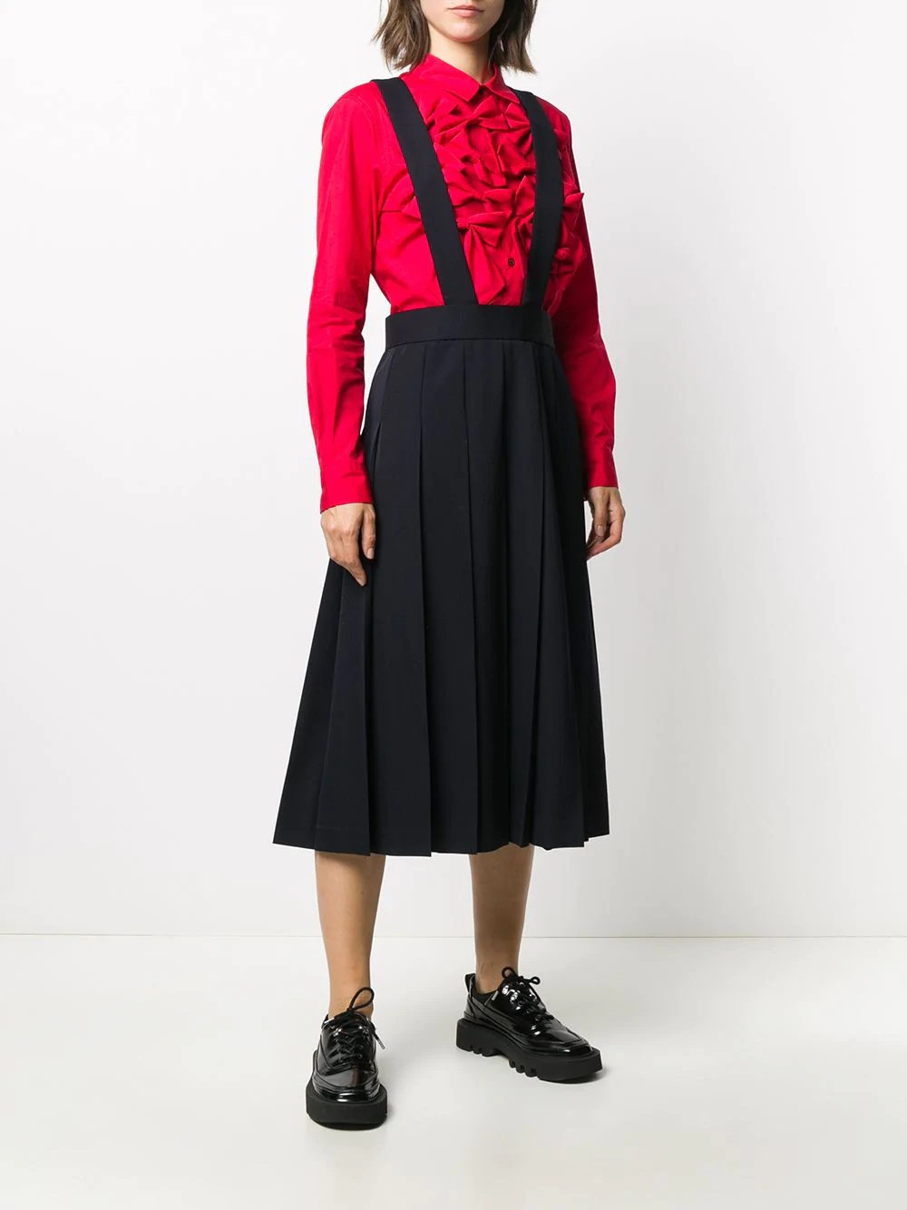 pleated pinafore midi skirt - 3