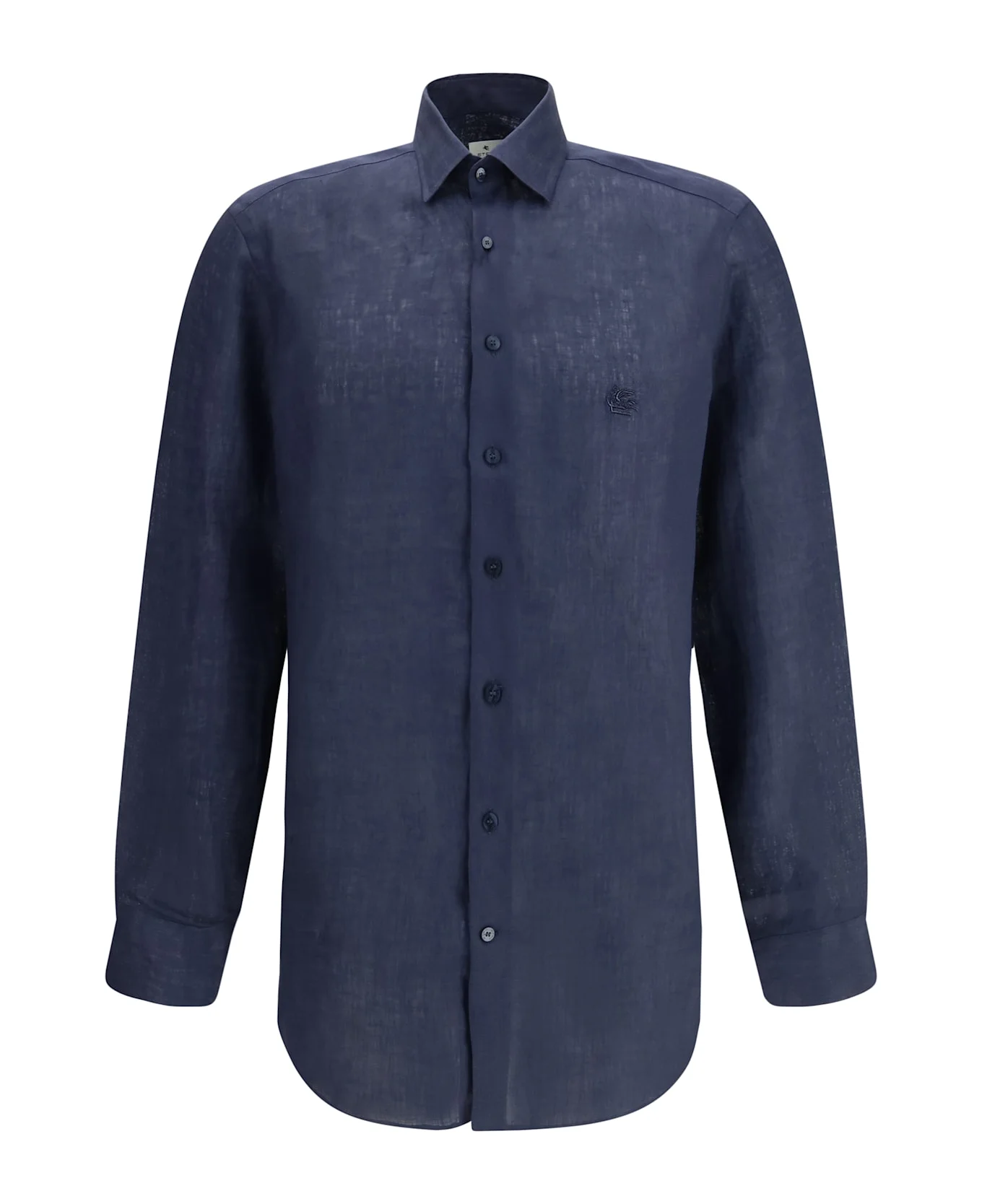Linen Shirt With Contrasting Pegaso Embroidery Logo - 1