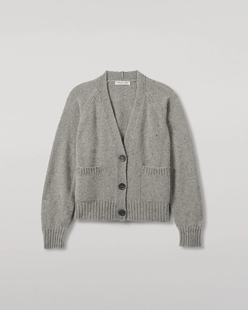 Donegal Cashmere Grey V Neck Cardigan - 1