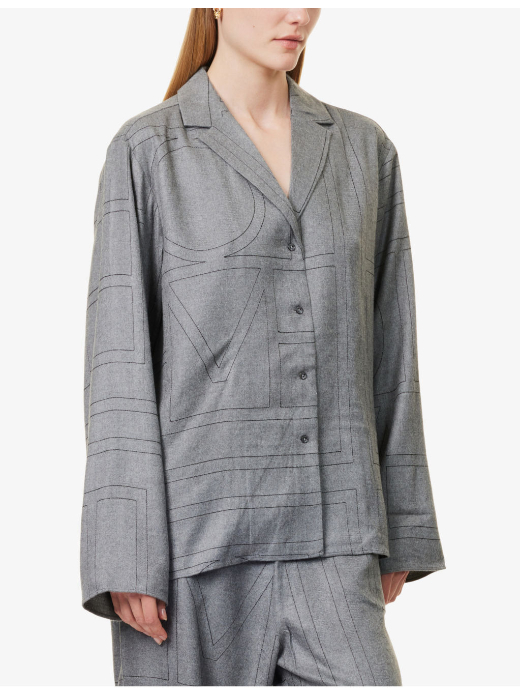 Notched-lapel flannel-texture modal shirt - 3