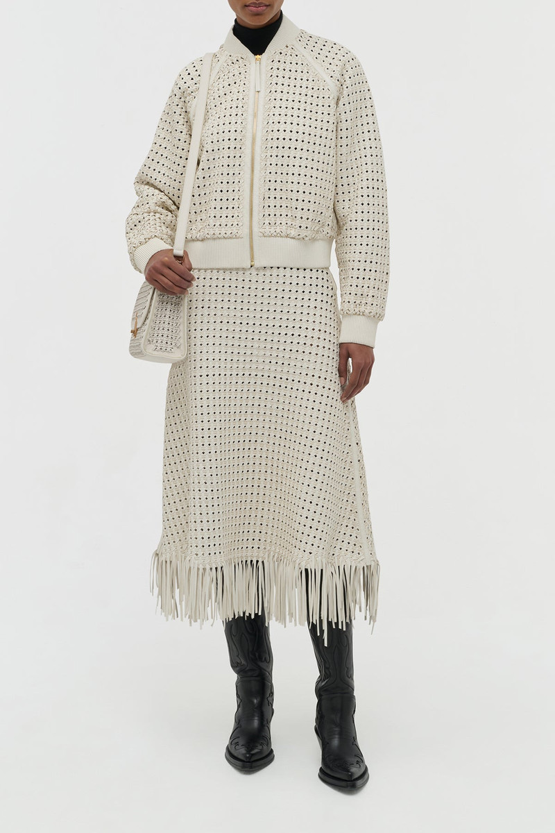 GABRIELA HEARST Odin Bomber Jacket in White Woven Leather outlook