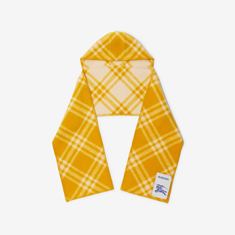Check Wool Hooded Scarf - 1