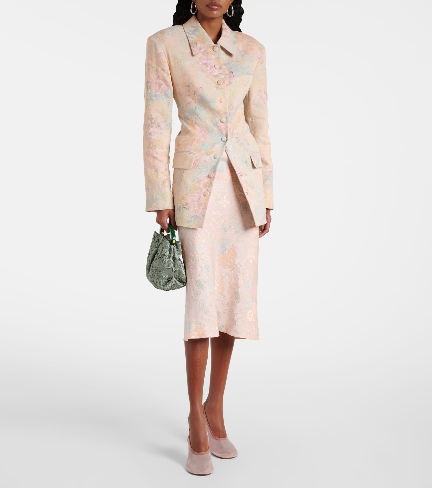 Floral linen-blend jacquard blazer - 2