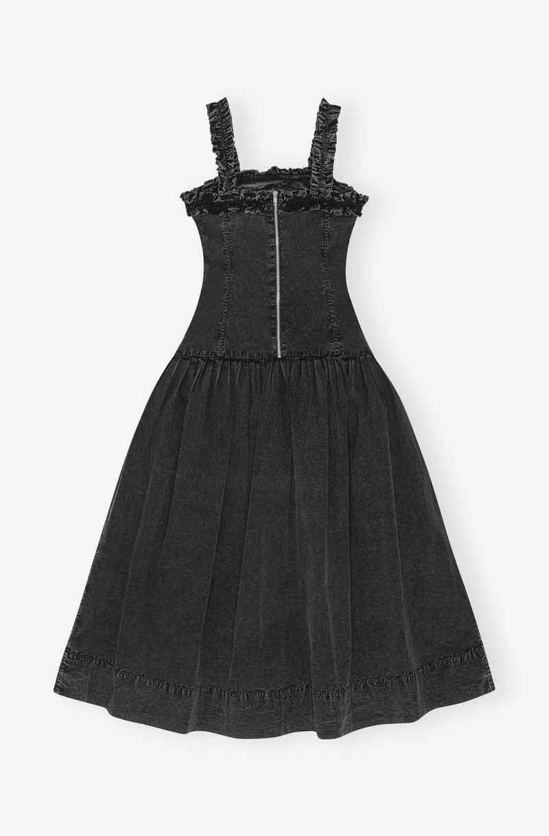 BLACK WASHED STRETCH COTTON CORSET DRESS 5