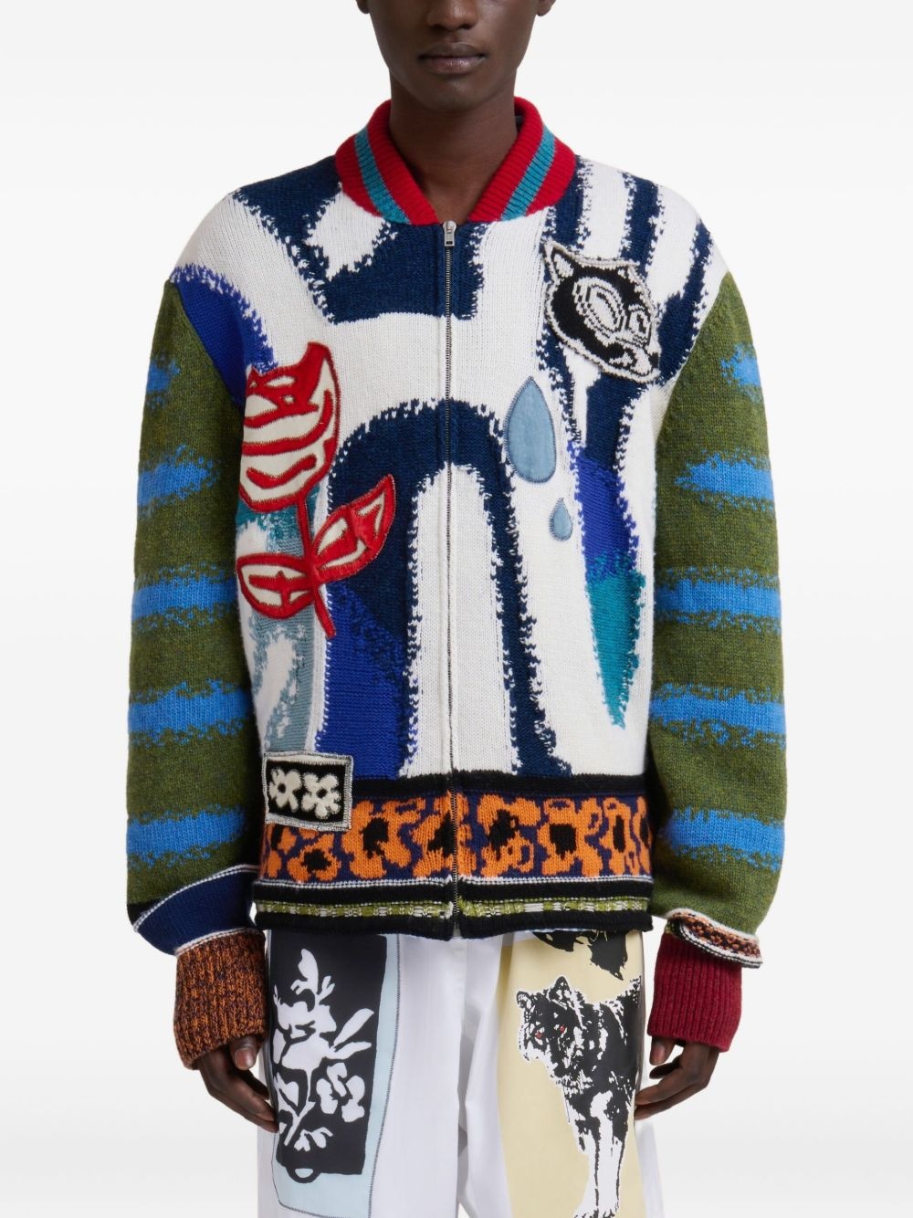 graphic-knitted cardigan - 2