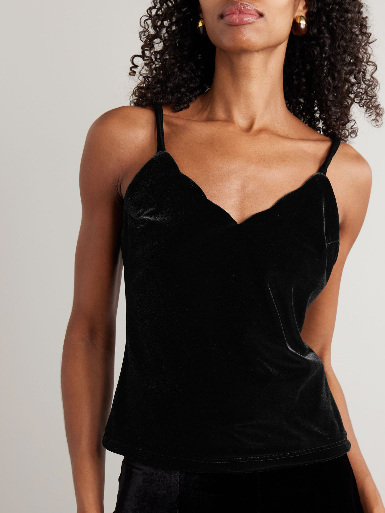 Pyrite scalloped velvet camisole Black - 3