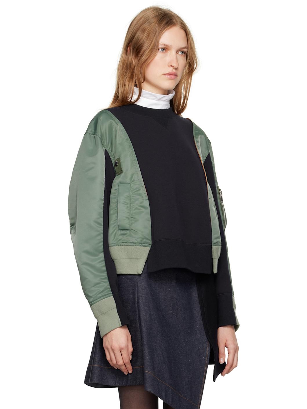 Navy & Green Bomber Sweatshirt - 2