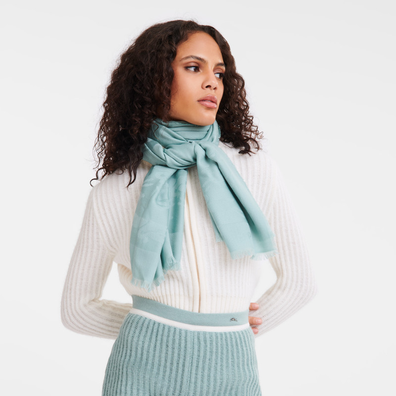 Longchamp Chevaux jacquard Stole Celadon - Wool outlook