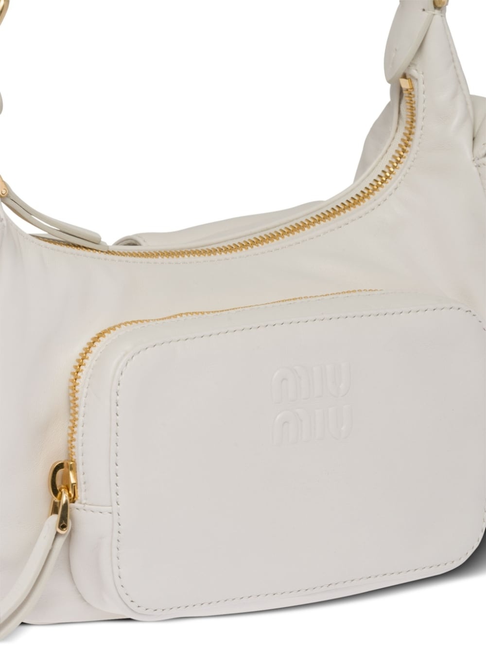 logo-embossed leather shoulder bag - 6
