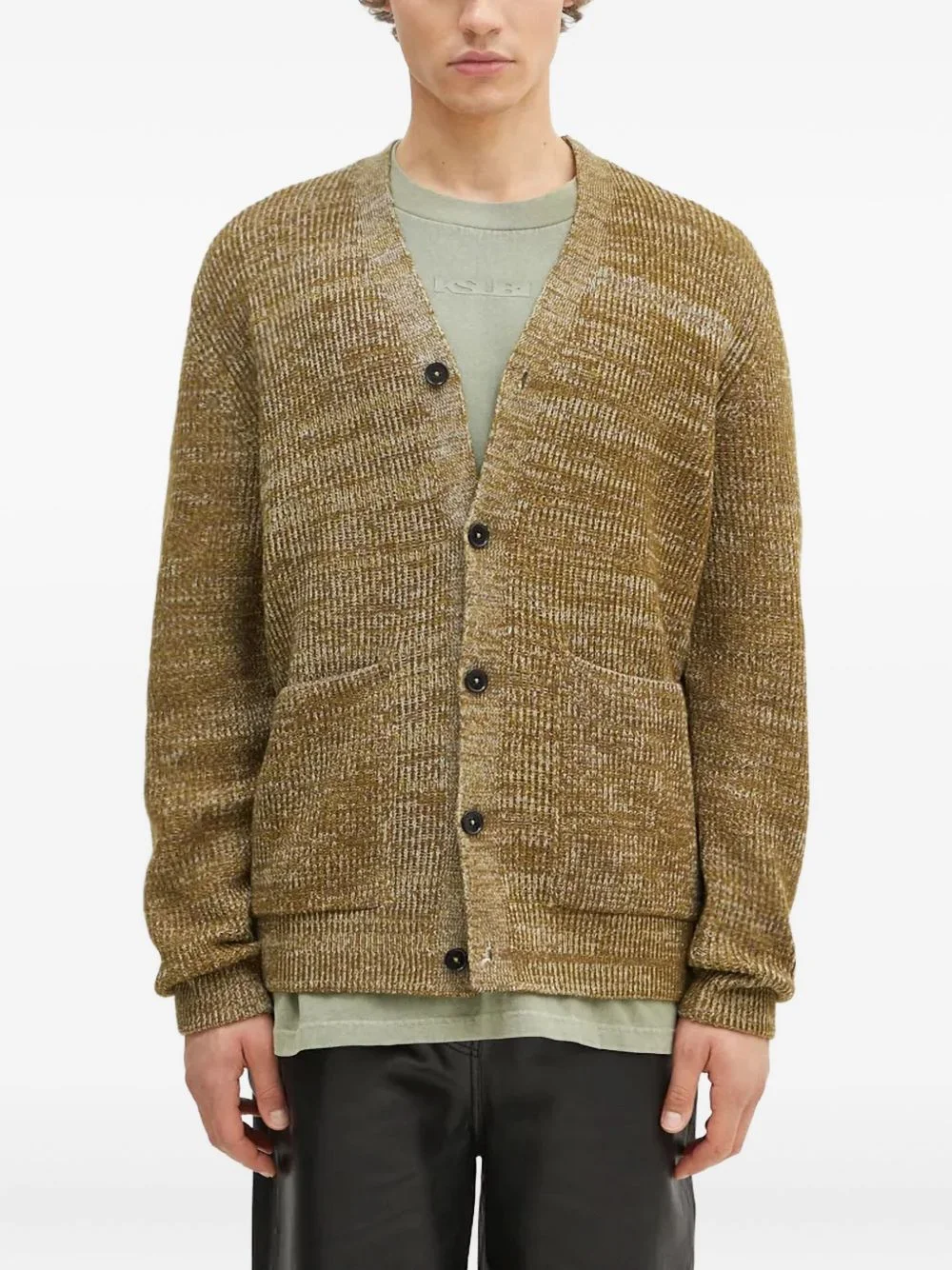 textured patch-pocket cardigan - 1