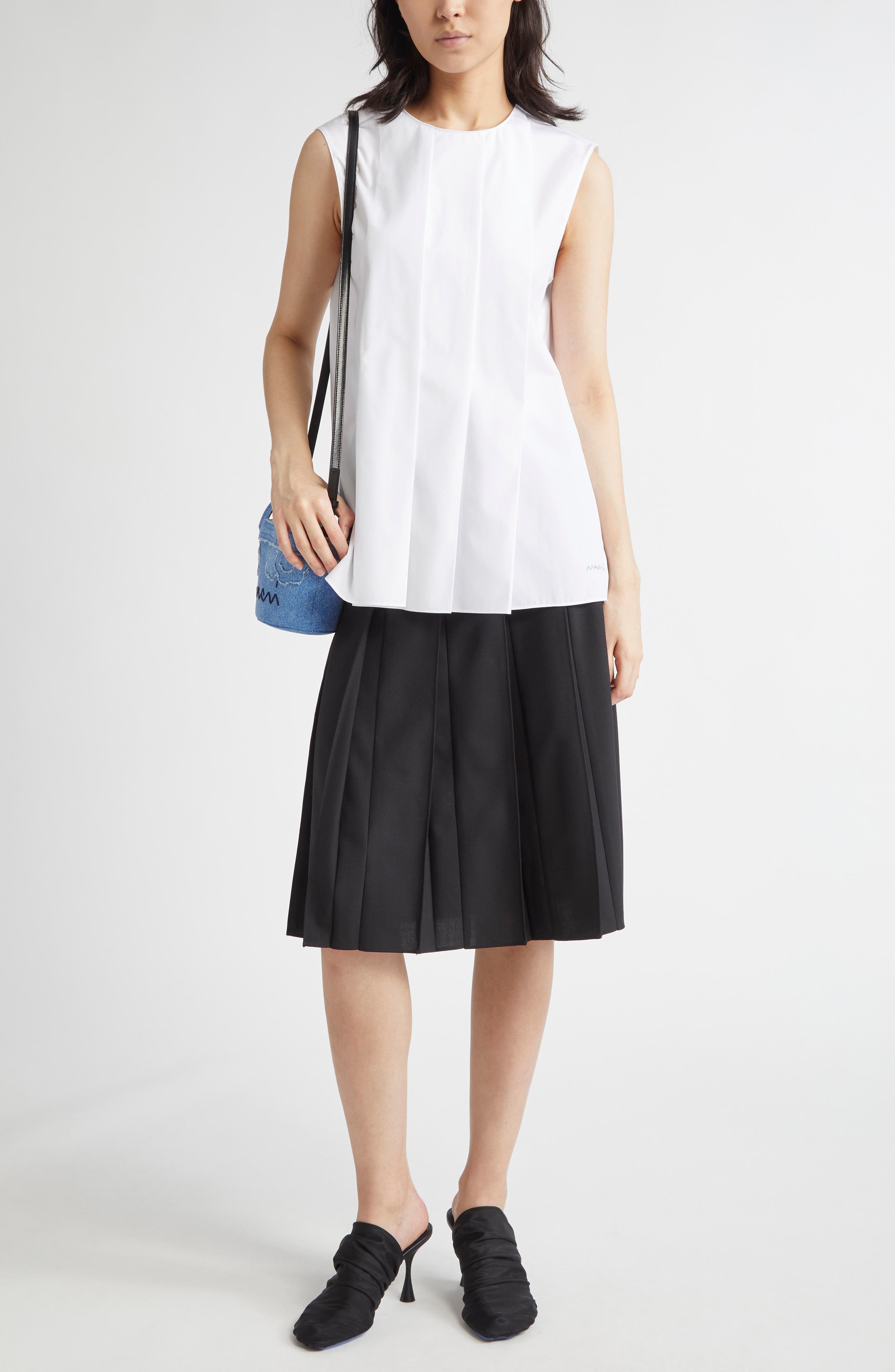 Marni Pleated Front Skirt in Black at Nordstrom - 2