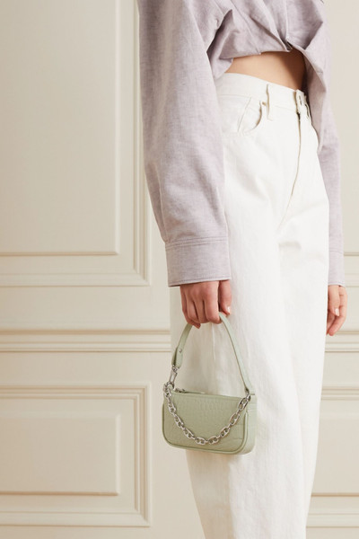 BY FAR Rachel mini chain-embellished croc-effect leather tote outlook