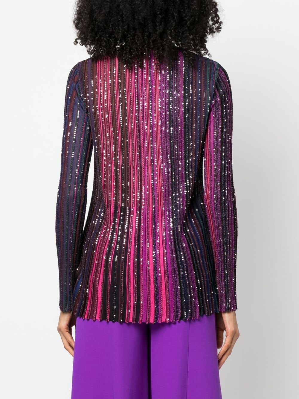 sequin-embellished striped jumper - 4