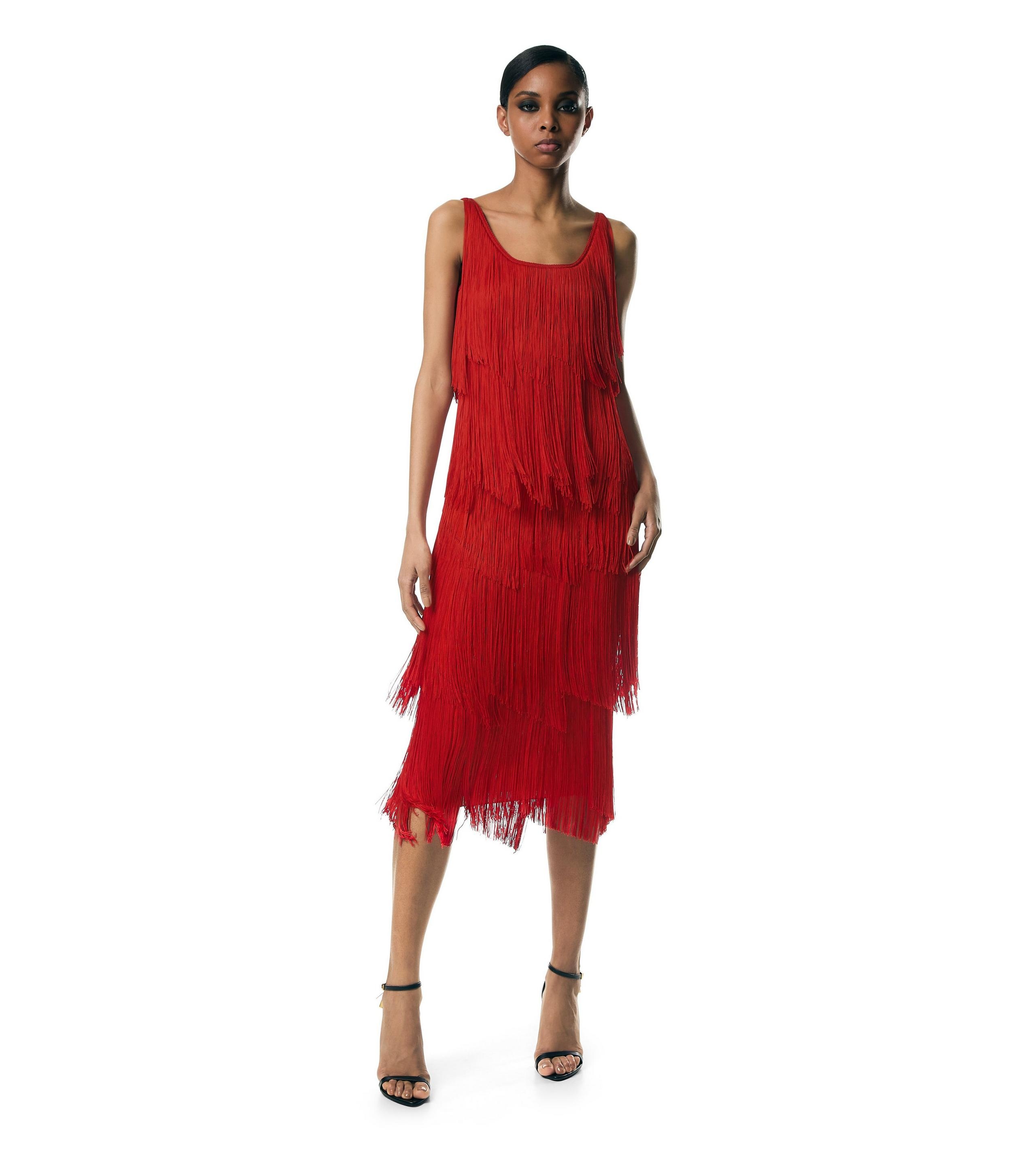 KNEE LENGTH FRINGE PENCIL SKIRT - 3