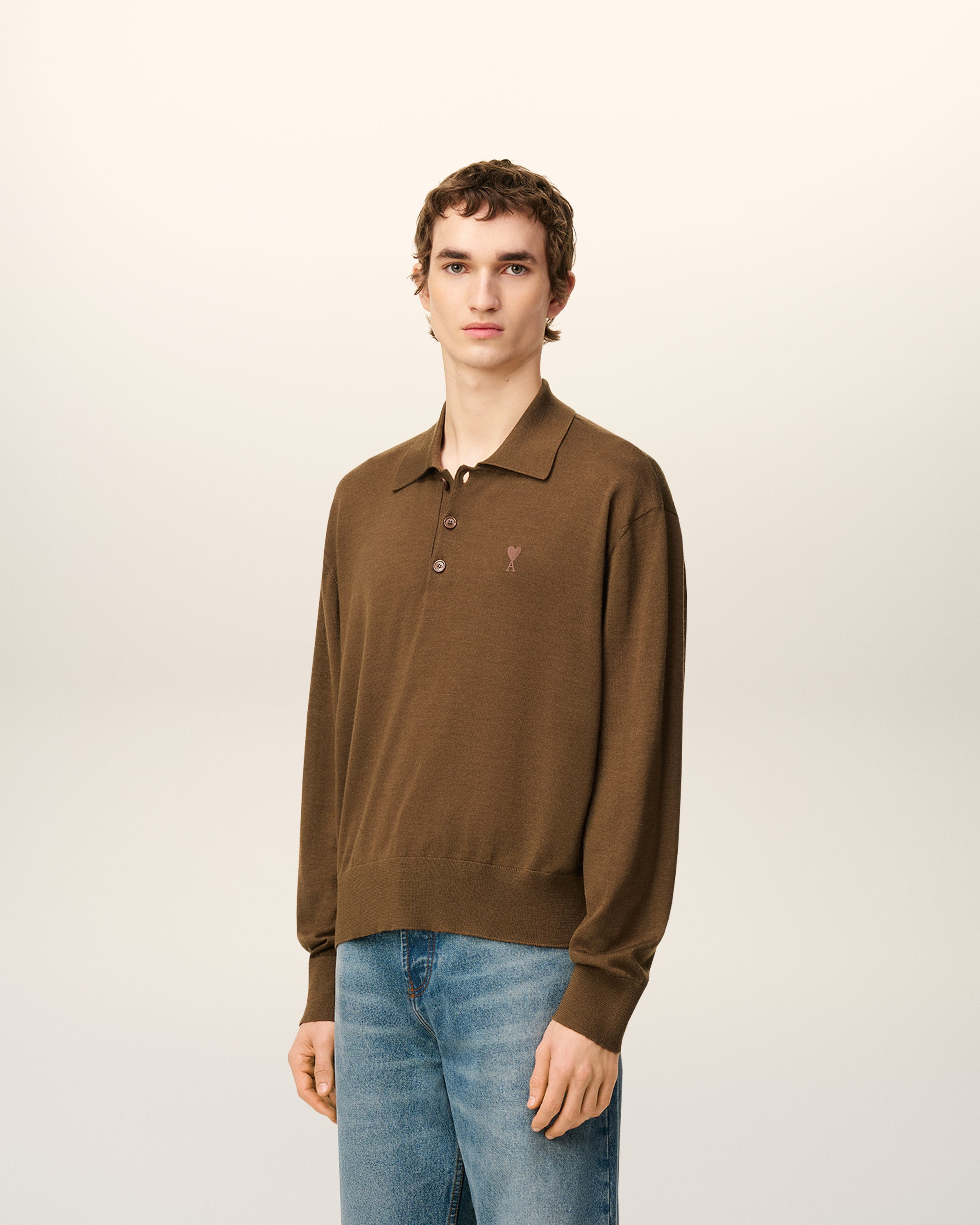 BROWN WOOL AMI DE COEUR POLO - 6