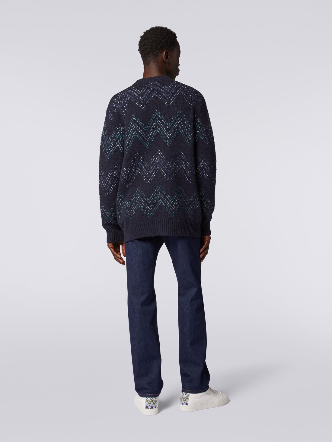 Zigzag cotton blend V-neck cardigan - 4