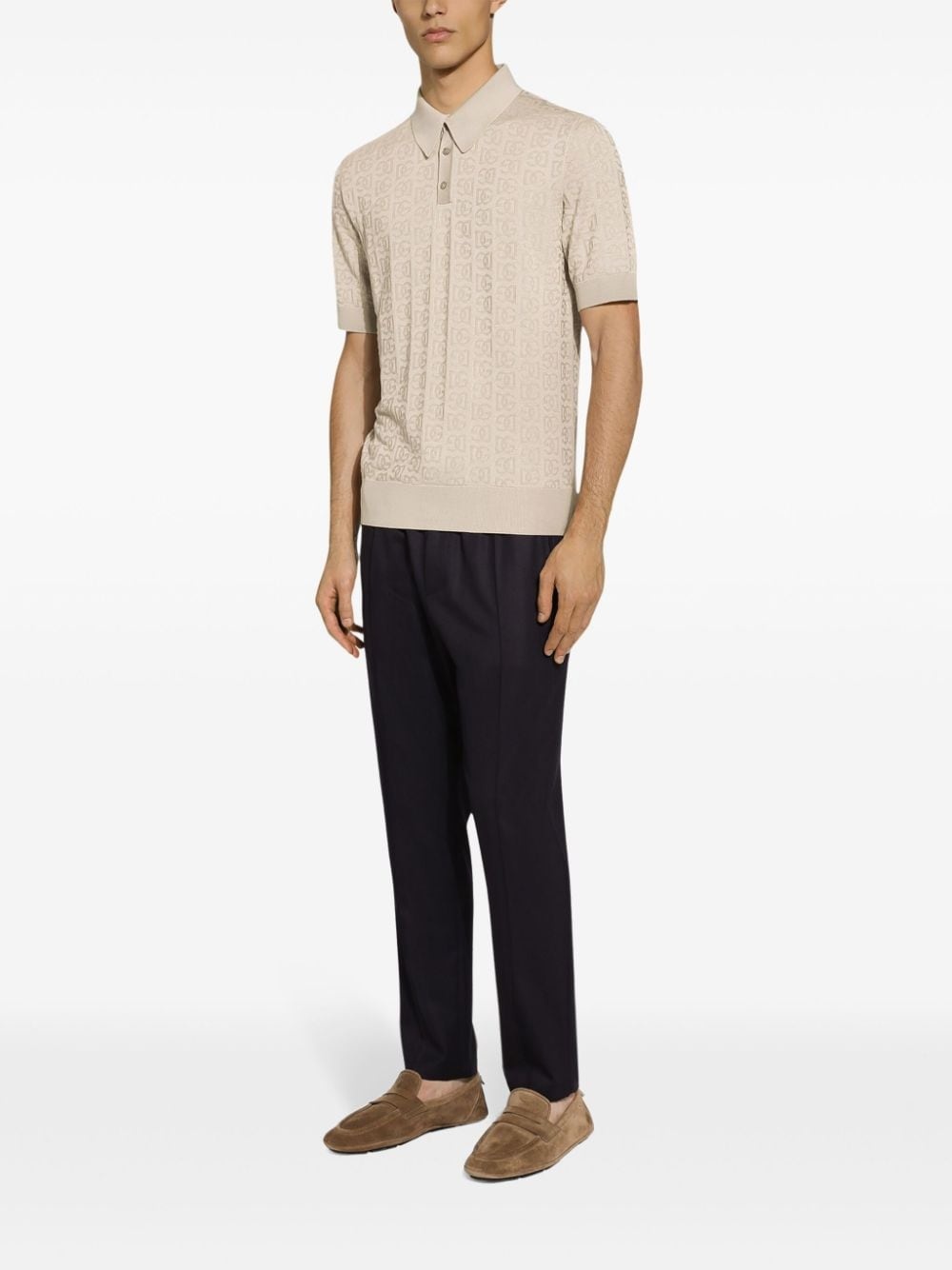 monogram-jacquard silk polo shirt - 2