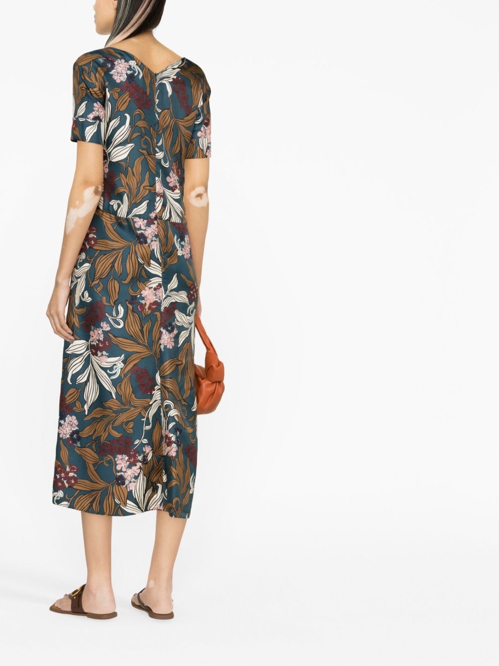 floral-print silk midi dress - 4