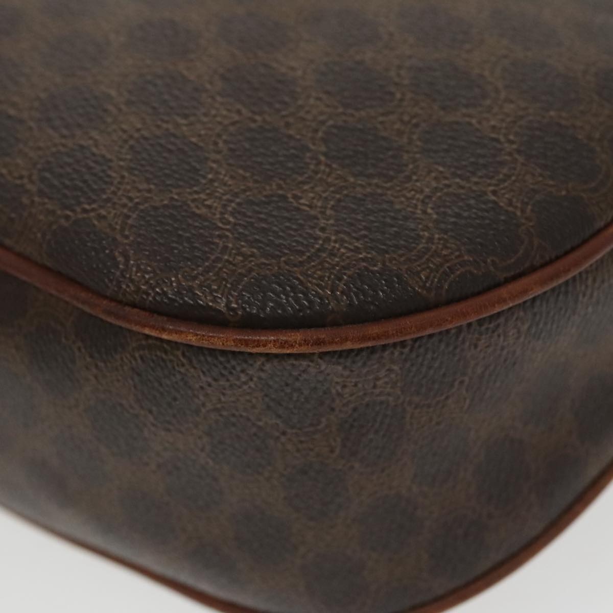 CELINE Macadam Canvas Shoulder Bag Pvc Leather Brown Gold - 12