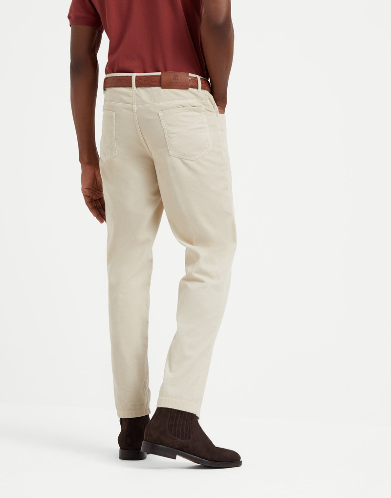 Brunello Cucinelli Garment-dyed Italian fit five-pocket trousers in cotton narrow wale corduroy outlook