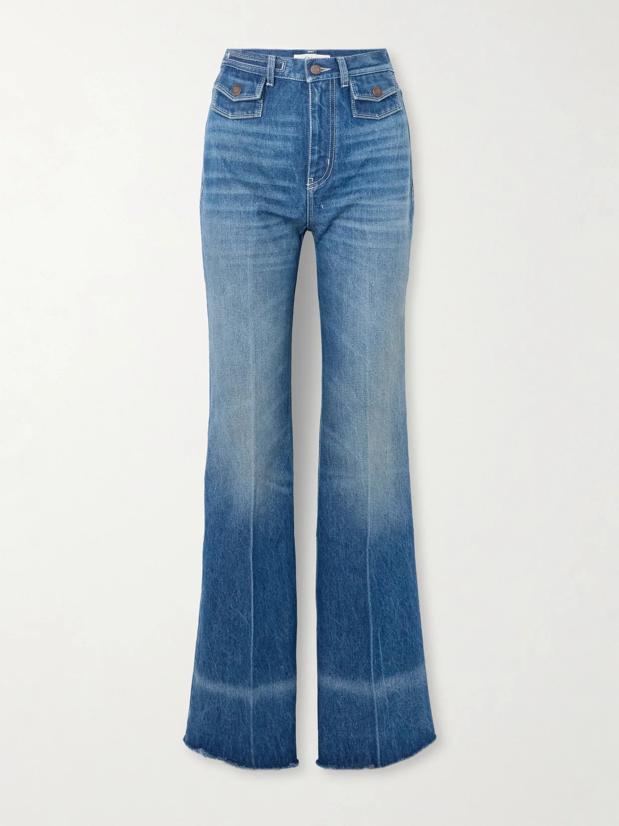 Frayed High-rise Flared Jeans - 1