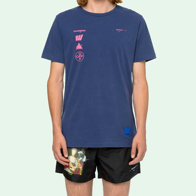 Off-White Back Photo Printing Short Sleeve Blue OMAA027E191850053088 - 4