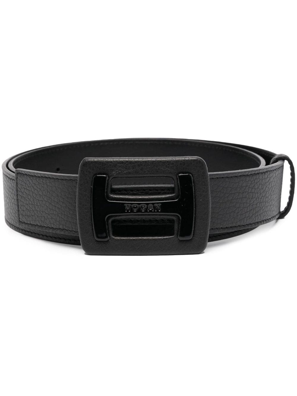 logo-engraved leather belt - 1